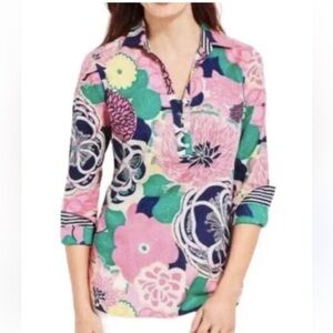 Talbots button down floral blouse